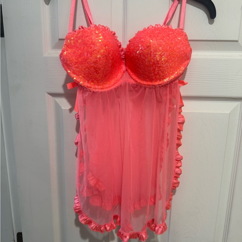 Victoria's Secret Vibrant Pink Sequin Lingerie